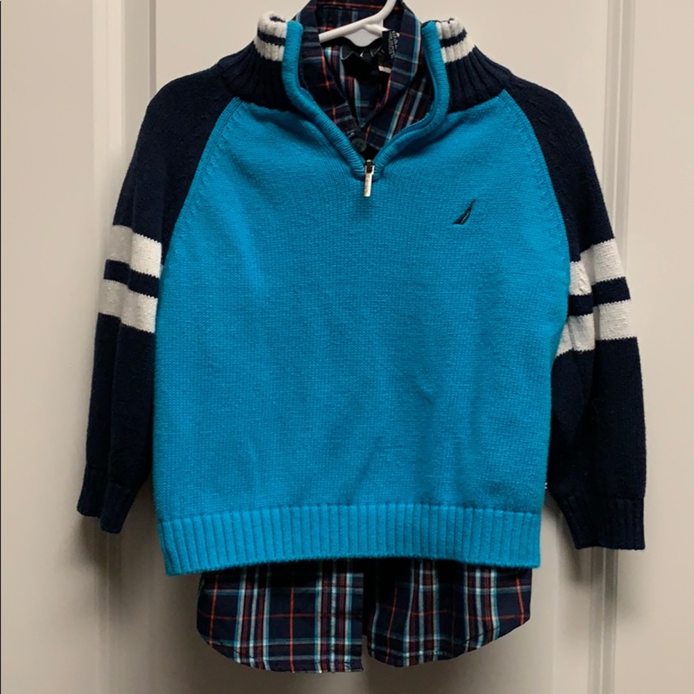 Nautica Button-up shirt & Pull-over Sweater!